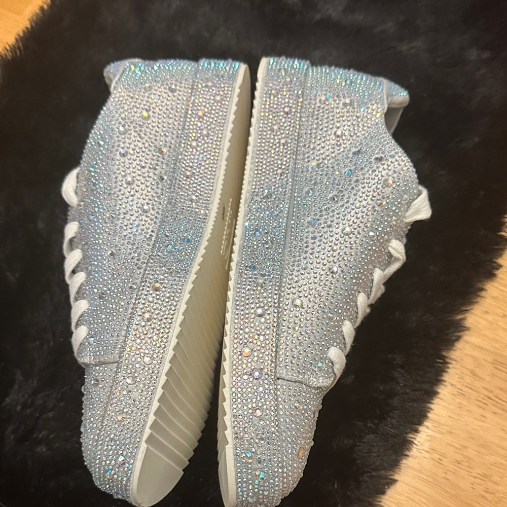 INC International Concepts Glittering Silver Sneakers - Picture 3 of 5